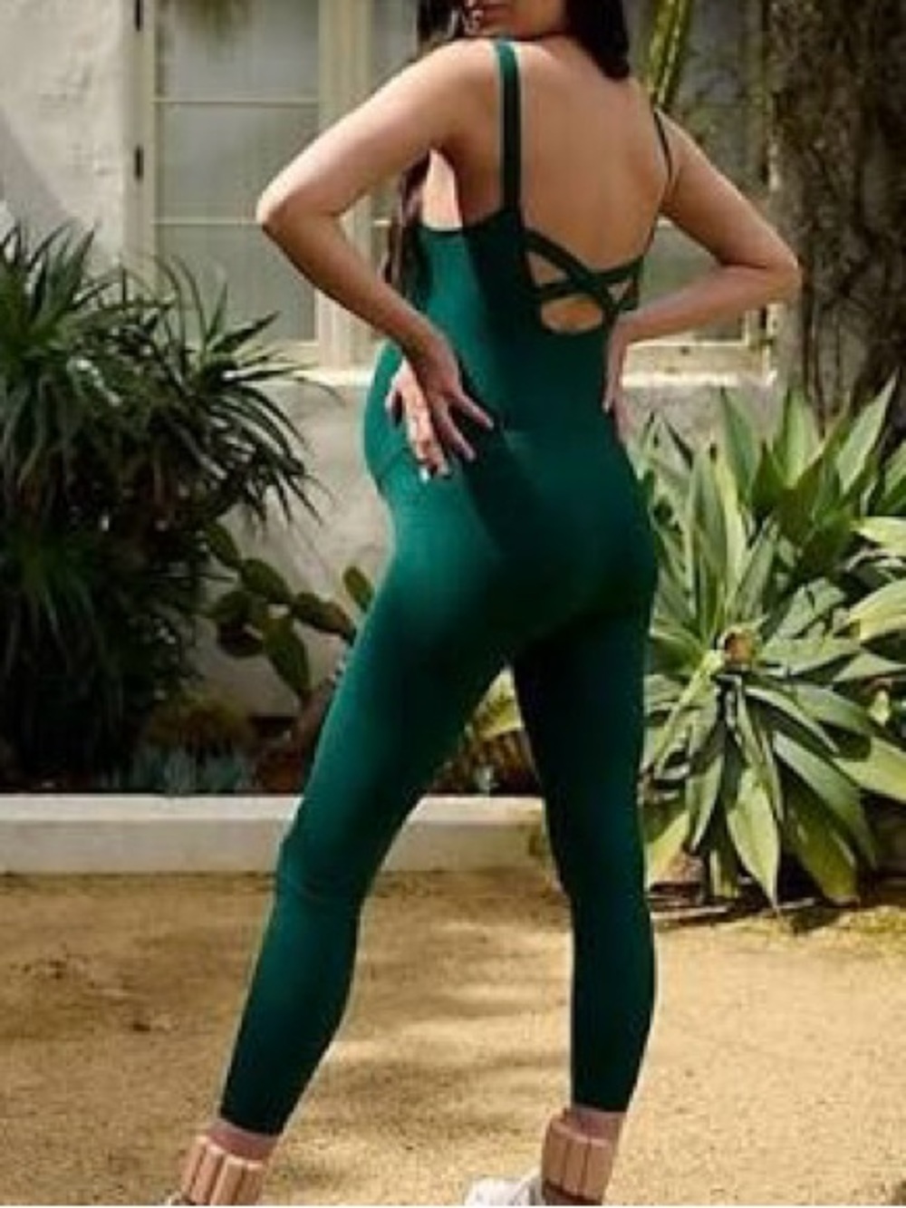 FP Movement by Free People Forest Green Strappy Back Jumpsuit